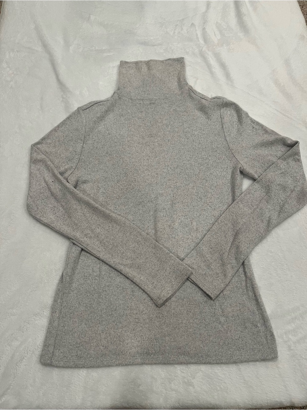 Express Gray Turtleneck Long Sleeve Brushed Knit Sweater Top - Medium